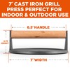 Commercial Chef Pre-Seasoned Cast Iron Press with Easy Grip Wooden