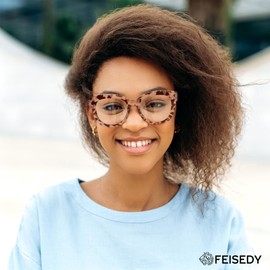 FEISEDY Retro Blue Light Blocking Glasses Thick Square Glasses Blue Light Anti Glare Digital Eyestrain B0278