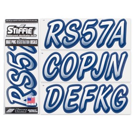 STIFFIE Whipline White/Navy 3" Boat & PWC Registration Decals • Numbers Letters Stickers