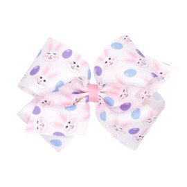 Wee Ones Girls' Easter Print Grosgrain Hair Bow on Wee Stay no-slip clip, handmade, King, Easter Bunny Print