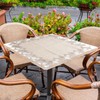 URROMA Linen Round Beige Table Cover with Lace Trim,Table Decor