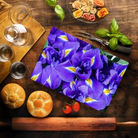 Iris Floral Pattern Flower Love Kitchen Glass Cutting Board Decorative Valentine's Mother's Day Gift For Her Flowers (Iris)