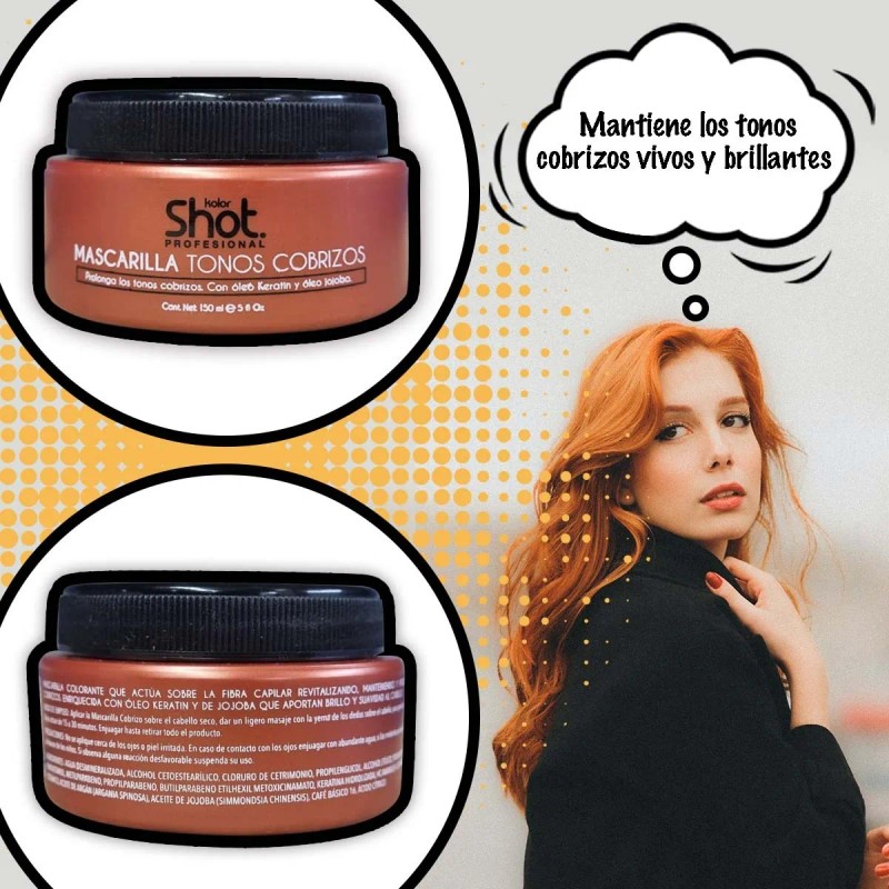 Mascarilla Capilar Matizador Cobrizo Kolor Shot Con Keratina