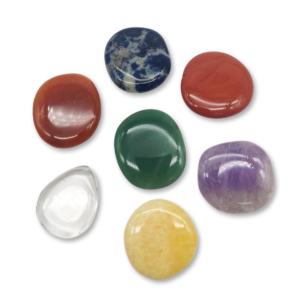 DOJA Barcelona Oval Chakra Stones Bag, 35 x 40 cm, 7 Gemstones, Citrine Stone Crystals, Healing Stones: Rose Quartz/Amethyst/Sodalite/Green Quartz/Calcite/Carnelian/Red Jasper
