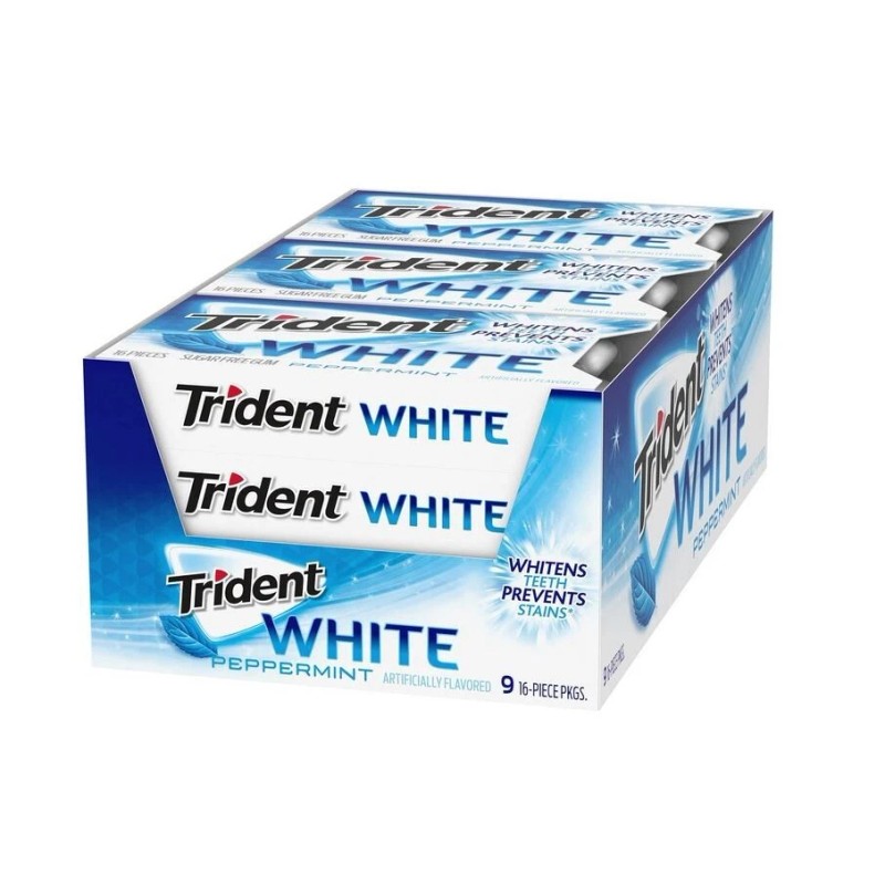 Trident White Peppermint GUM - Pack of 9 - Sugar