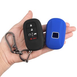 MILD EAST Key Fob Cover for Honda, 5 Buttons Silicone Rubber Key Fob Cover Compatible with 2022 2023 2024 2025 Honda Civic Accord HR-V CR-V Pilot Sport SI EX EX-L Touring (Black/Blue)