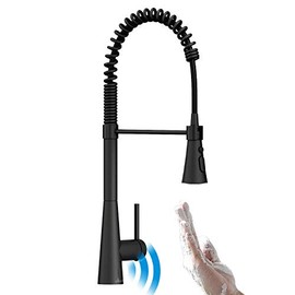 Pull Down Kitchen Faucet Touchless Black, Motion Sensor Activated Automatic Kitchen Faucet, High Arc Commercial Pre-Rinse Hands-Free Faucets for Kitchen Sink, Matte Balck, APPASO