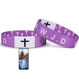 Daily Bible Verse WWJD Bracelet, Christian Jesus Wearable Bracelet for Women Men, WWJD Bracelet Scan - What Would Jesus Do Bracelet Purple
