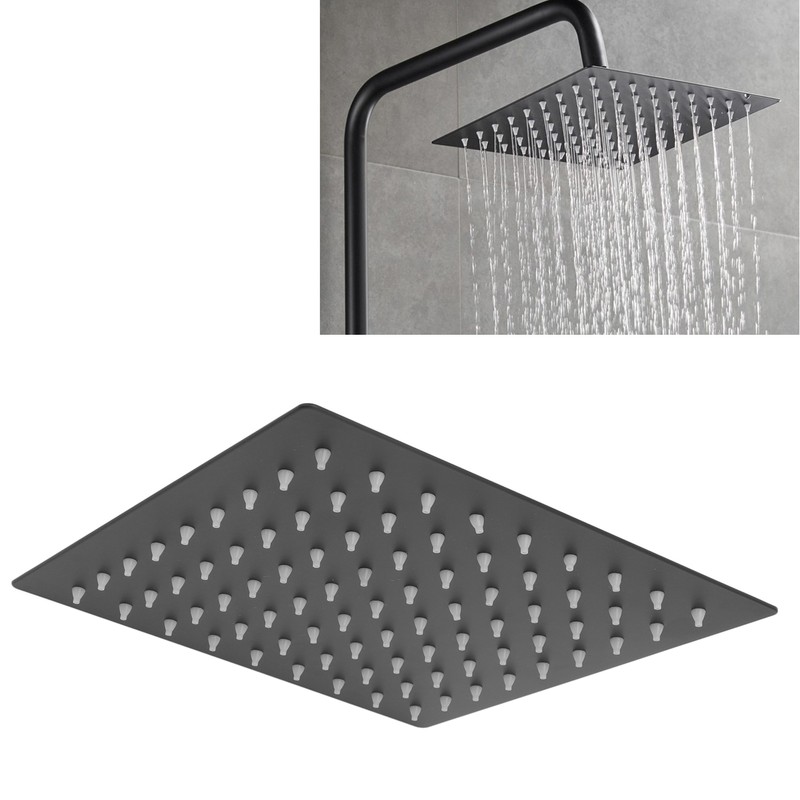 Stainless Steel Rainfall Shower Head Bathroom Square Top Ceiling Mount