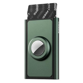 DUGRAFT Credit Card Holder, Airtag Pop Up Wallet, RFID Blocking Slim Metal Bank Card Holder for 5-8 Cards, Green - Midnight Green, Minimalist