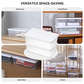 novelinks 6 Quart Clear Plastic Storage Bins with White Lids Stackable Box Craft Storage Organizing Container,12 Pack