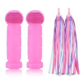 1 Pair Scooter Handle and Bike Streamers Set,Scooter Grips Bike Hand Grip with Bicycle Handlebar Streamer Bicycle Ribbon Bike Grips and Tassels Ribbons for Children's Scooters/Bike