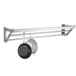 Focus Foodservice FWMPR60SS Heavy Duty Pot and Pan Rack, Stainless Steel, 14" x 60", 8 Hooks