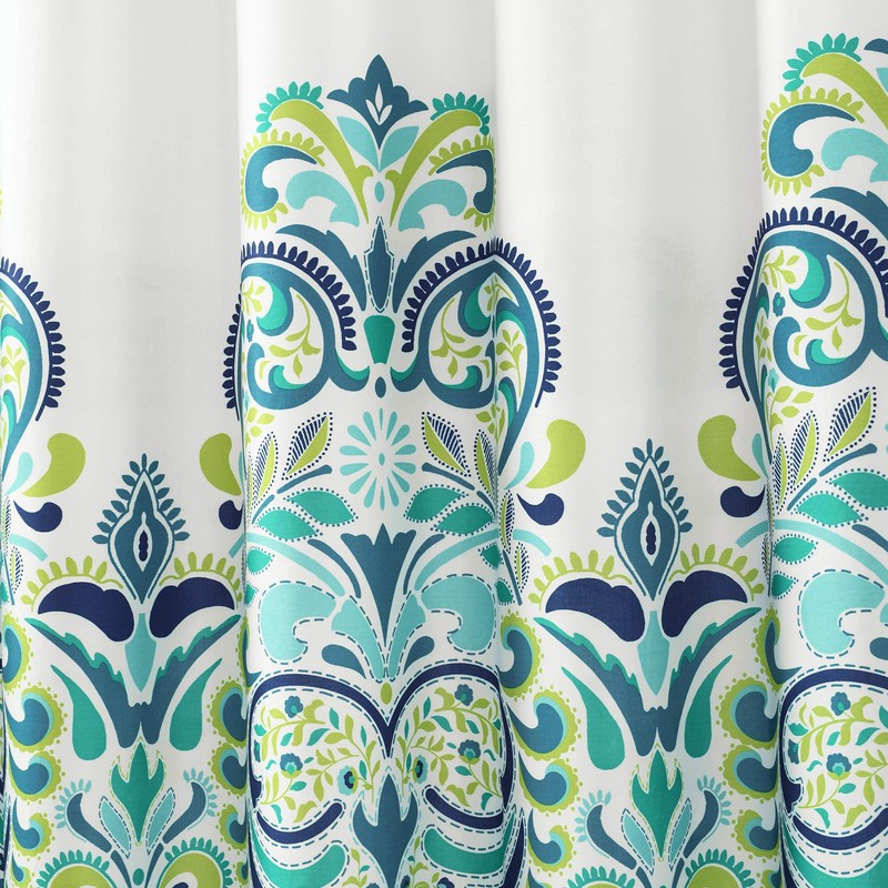 Lush Decor, Blue and Green Clara Shower Curtain-Fabric Colorful Boho