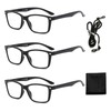 Suertree 3 Pack Lightweight Reading Glasses with Spring Hinge, Anti