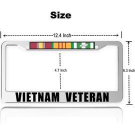 2PCS Matte Silver Frames Vietnam Veteran License Plate Frames, 2 Holes Solid Aluminum Veteran License Plate Holders Universal Car License Plate Covers and Screws