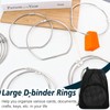 10 Pcs 6Inch Metal D-Shaped Binder Rings with Black Drawstring