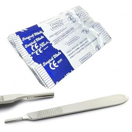 MuskalMed 50 Piece Scalpel Sterile Blades #11 with 1 Free Scalpel Handles #3