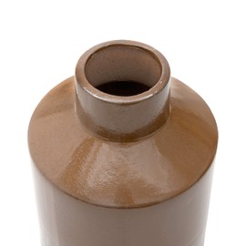 Kusso Brown Vase for Pampas Grass - Ceramic Vase for Flowers - Neutral Home Decor - Leak Proof Minimalist Design - 18cm