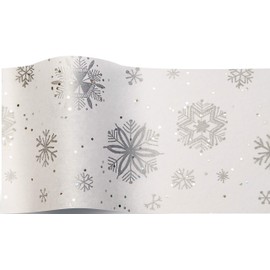 Diamond Snowflakes Silver foil Christmas Printed Patterned Tissue Wrapping Paper Luxury 5 Sheets