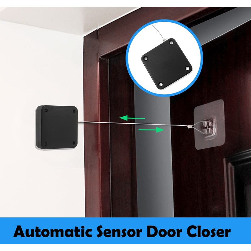 Rierdge Set of 2 Punch-Free Automatic Sensor Door Closer, Multifunctional