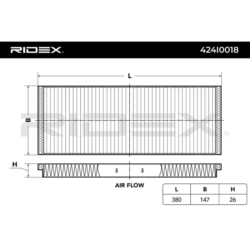 RIDEX 424I0018 Cabin Air Filter Pollen Filter Insert Activated Carbon