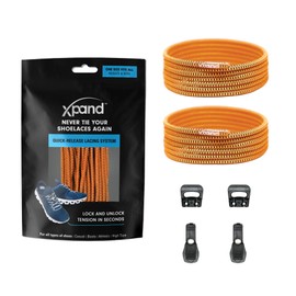 Xpand No Tie Elastic Boot Laces. Heavy Duty Round Shoelaces. Ultra Durable for Hiking, Triathletes and Crossfit - Patterned Neon Orange, 52-inches