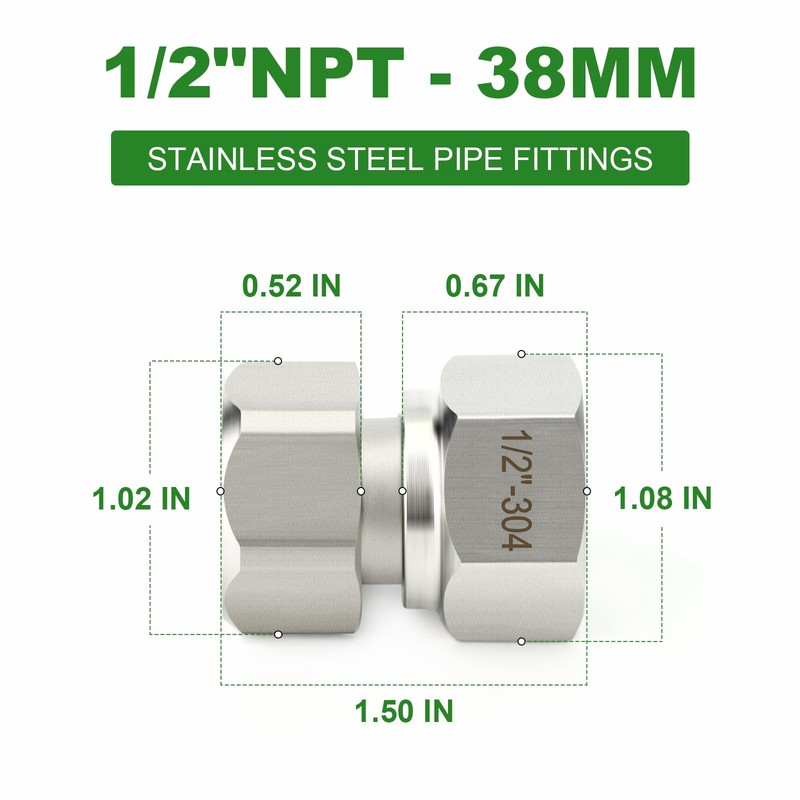TAISHER 2PCS 304 Stainless Steel Flexible Movable Connector, 1/2" NPT