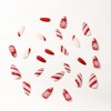 Christmas Press on Nails Medium Almond Red White Stipe Snowflake