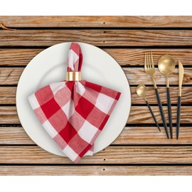 Red and White Napkins, Set of 6, Plaid Cloth Napkins, 100% Cotton Dinner Napkins, Buffalo Plaid Napkins, Checkered Napkins, Plaid Napkins, Farmhouse Dinner Napkins Cloth Washable, Reusable 18x18