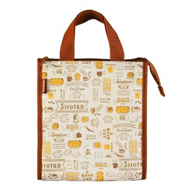 Good Plus (GoodPlus+) White Lantern Lunch Tote, Stylish, Lunch Bag, Drawstring Bag, Cold Insulation, Cafe Pattern