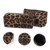 Mikinona 2pcs Leopard Print Cosmetic Bags Toiletry Organizer Travel Makeup