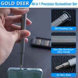GOLD DEER 48 in 1 Precision Screwdriver Set Small Magnetic Screwdriver Repair Tool Kit Screwdriver Set Professional Magnetic Mini Repair Tool Kit for Phone Computer Laptop Eyeglass Electronic