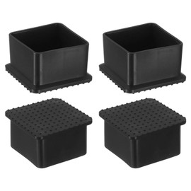 sourcing map Rubber Furniture Leg Caps, 4Pcs 40x40mm Rectangle Chair Leg Tips Caps, Furniture Foot End Caps Covers Floor Protectors for Table, Chair, Machinery Equipment Feet (Black)