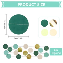 Round Paper Garland Forest Green - Set of 3 Party Garlands 4 m Each - Hanging Decoration for Birthday, Anniversary, Wedding & Festivals
