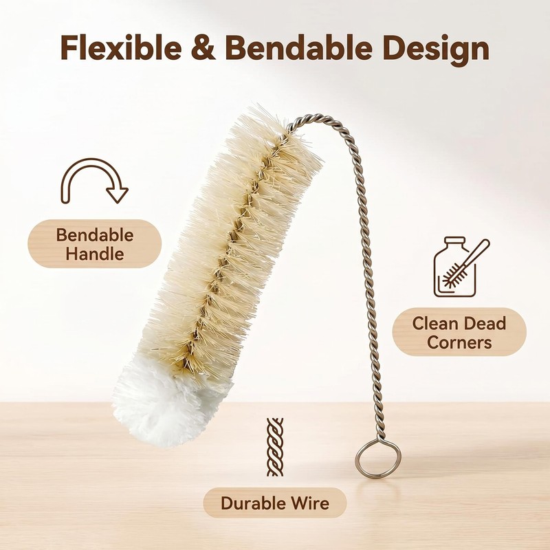 Narrow Bottle Brush Set Small Bottle Brushes Thin Long Handle