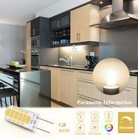 DiCUNO G8 Dimmable LED Bulb, 2W (20W Equivalent), 4000K Natural White, 200lm, 120V JCD Bi-Pin for Under Cabinet Lighting, 10-Pack
