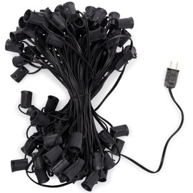 HLO Lighting C9 Light Stringer | Thick Commercial Grade SPT-2 Wire | for Use with C9 String Lights | 12" Socket Spacing | 100-Foot Black Wire
