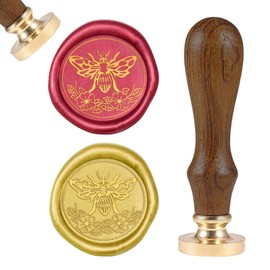 CRASPIRE Wax Seal Stamp Bee Retro Sealing Wax Stamp Animals 25mm Removable Brass Seal Head Wooden Handle for Envelope Card Package Decoration