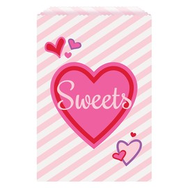 Unique Party 62635 5" x 7.5" Sweet Heart Party Loot Bags 8 Pcs, Multi