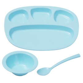 KALAVINKA Hygienic Melamine Toddler Tableware Set, Series K1, Divided Tray Set, 6 PCS, Food Safe, BPA-Free, Toxin-free, Dishwasher safe (Blue and Yellow)