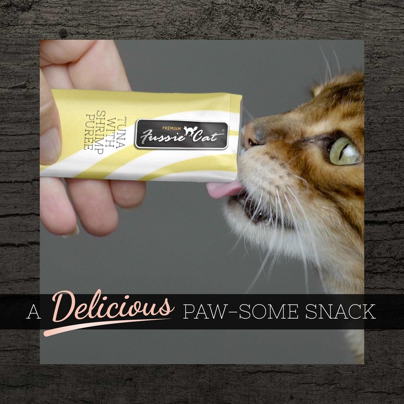 Fussie Cat Tuna with Shrimp Puree, lickable cat Treats, 0.5oz