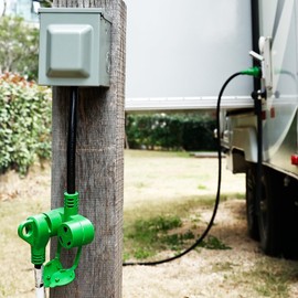 RVGUARD 50 Amp to 30 Amp RV Splitter Adapter Cord, NEMA 14-50P to Two NEMA TT-30R Electrical Power Adapter, Green