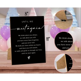 TCJIU Until We Meet Again, Wedding Memorial Sign, 8x11 Black Minimalist Style Memorial Table Sign