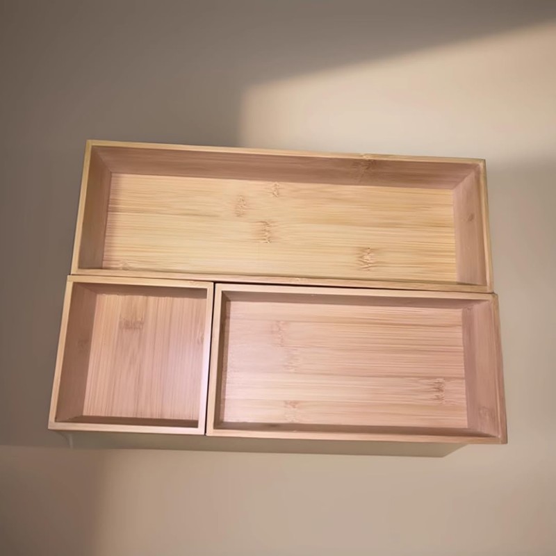 ACOOCLUB Bamboo drawer organizer Kitchen Utensil Organizer Cutlery Box for