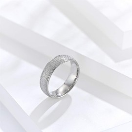 OAKKY Women Stainless Steel 6MM Scrub Wedding Band Ring Silver Size J