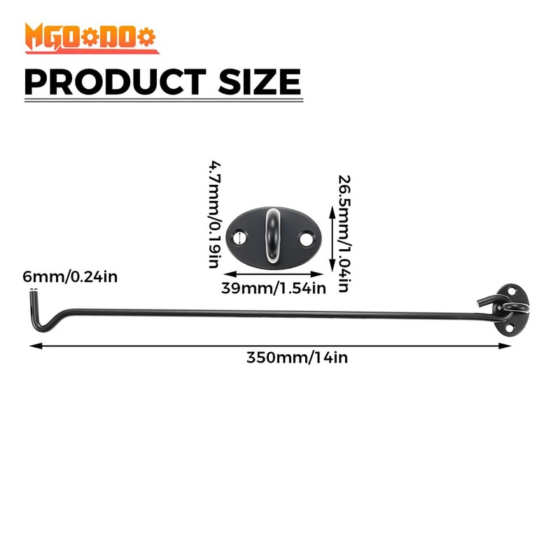 Mgoodoo 14 Inch-350mm Cabin Hook and Eye Latch Lock Shed