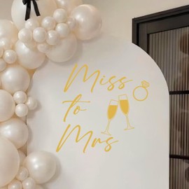FUTNH Miss to Mrs Engagement Party Backdrop Decal Sign, Gold Champagne Design, Vinyl Wall Sticker for Wedding Decorations (Gold（MTM）)