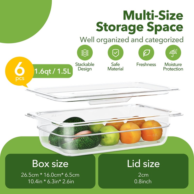 HNEDSEN 12 Pack Plastic Food Pan with Lid 1/4 Size