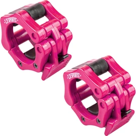 C.P. Sports Barbell Lock Collars 25 mm, 28 mm, 30 mm, 50 mm, for Long Bars, Short Bars, Pump Barbells, Barbell Collars, Clamp Collars, 1 Pair Quick and Safe Barbell Locks, pink, 25mm